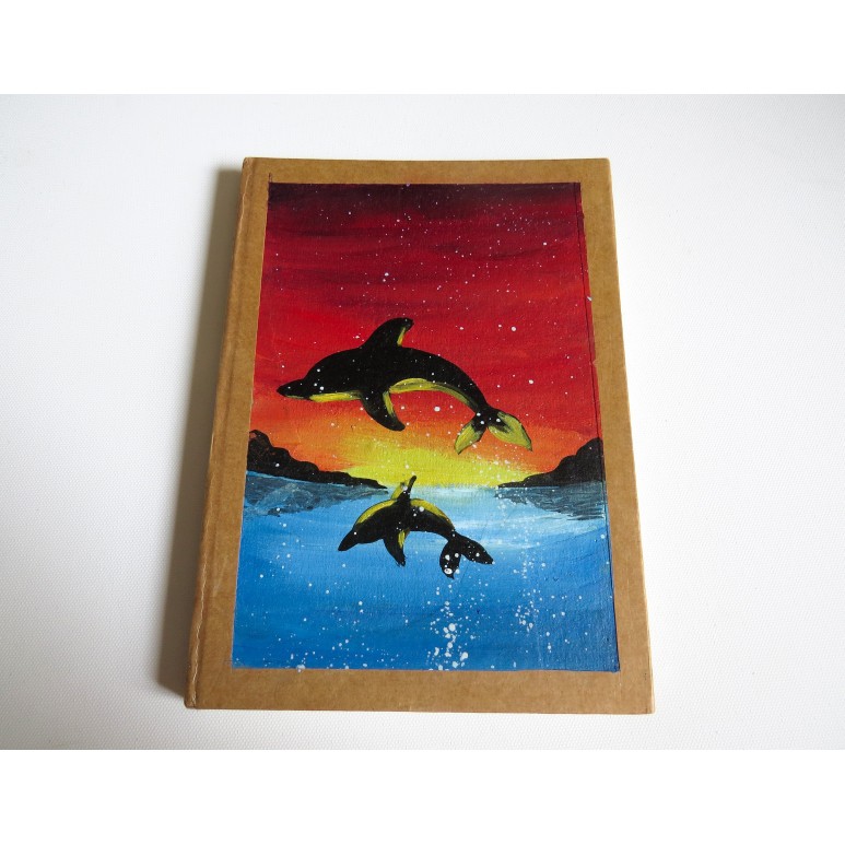 Sổ tay vẽ màu handmade "Cá heo nhảy múa" giấy trơn