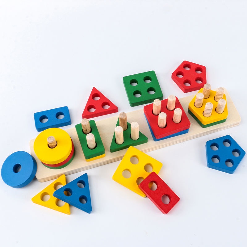 Bộ Đồ Chơi Lắp Ráp Hình Học Montessori Giáo Dục Sớm Cho Bé 1-3 Tuổi