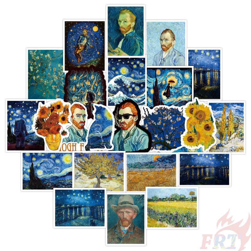 Set 50 miếng dán trang trí hình bức tranh Van Gogh mẫu 03