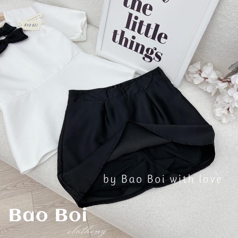 Áo peplum phối nơ nhung cao cấp kèm quần chân váy