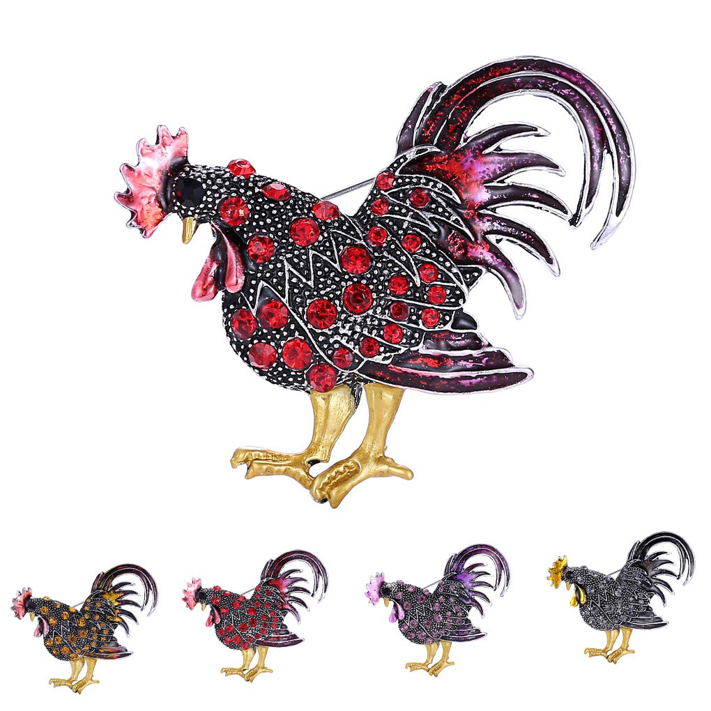 Trâm Cài Áo Hình Gà Trống Đính Đá Thời Trang
