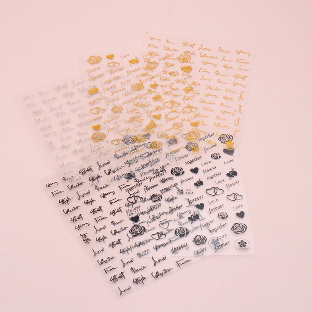 Miếng Dán Trang Trí Móng Tay Hình Chữ Cái 3D DIY Màu Đen