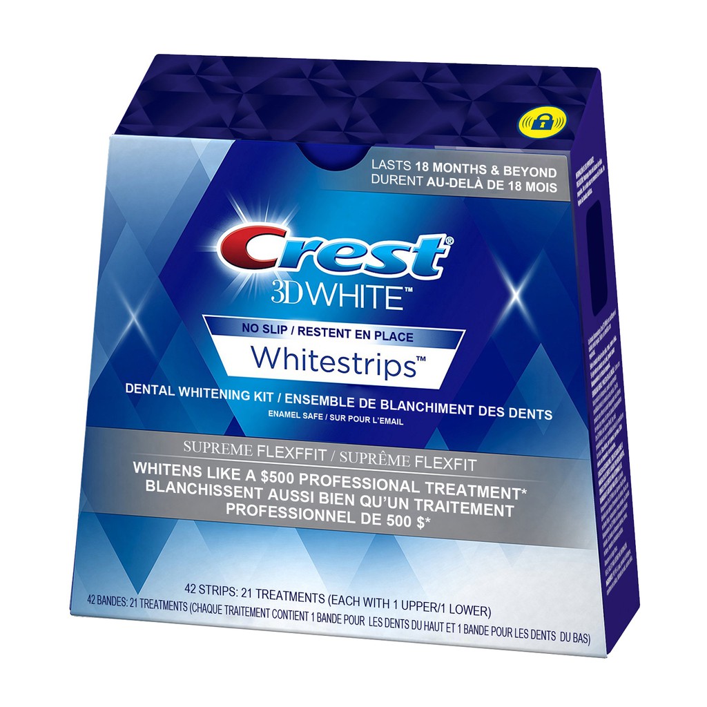 [Nhập HANG2708 giảm 8% đơn 300K] Miếng Dán Trắng Răng Crest 3D White Whitestrips Supreme Flexfit 42 Strips