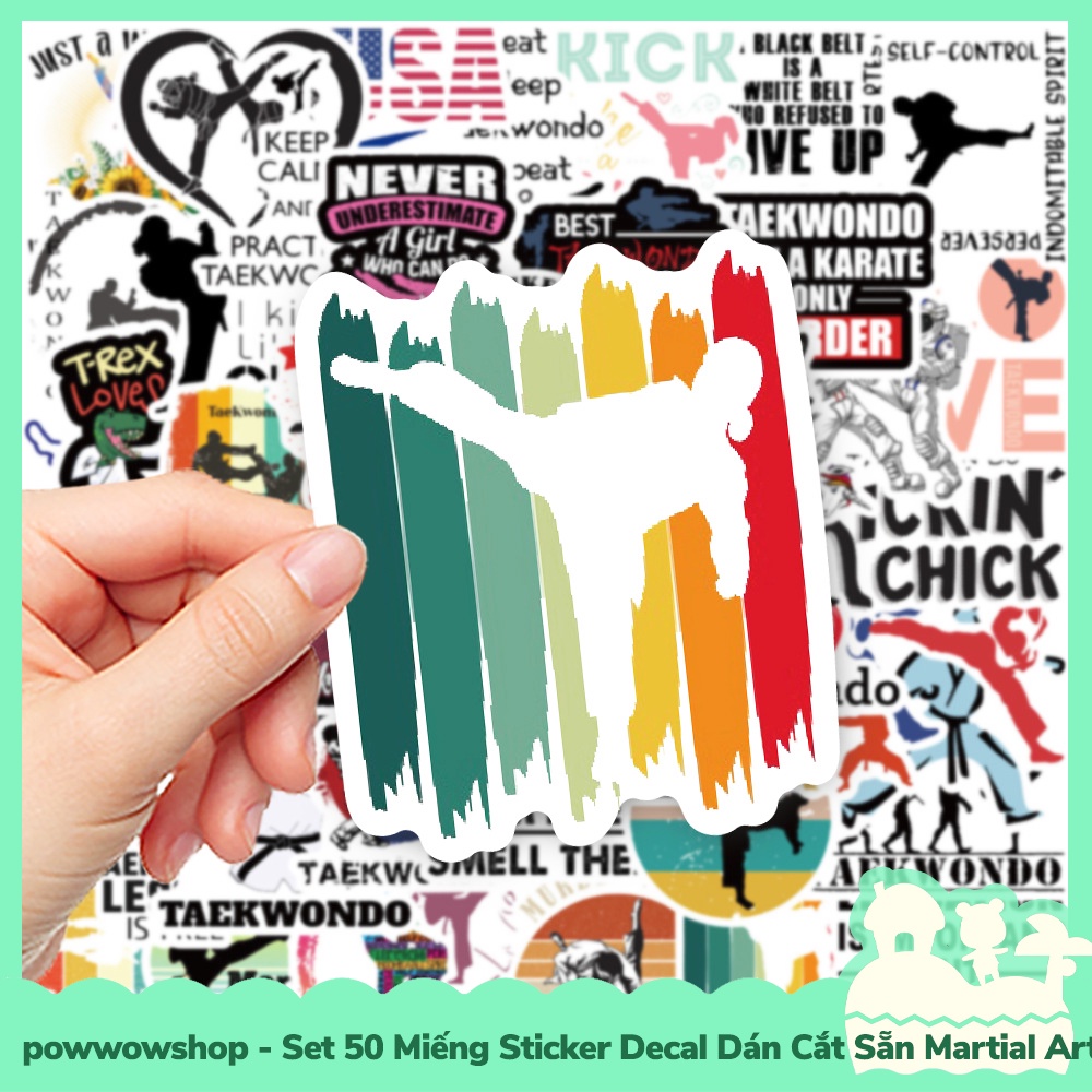 [Sẵn VN - Hỏa Tốc] Set 50 Miếng Sticker Decal Cắt Sẵn DIY Dán Trang Trí Vật Dụng Mẫu Martial Arts