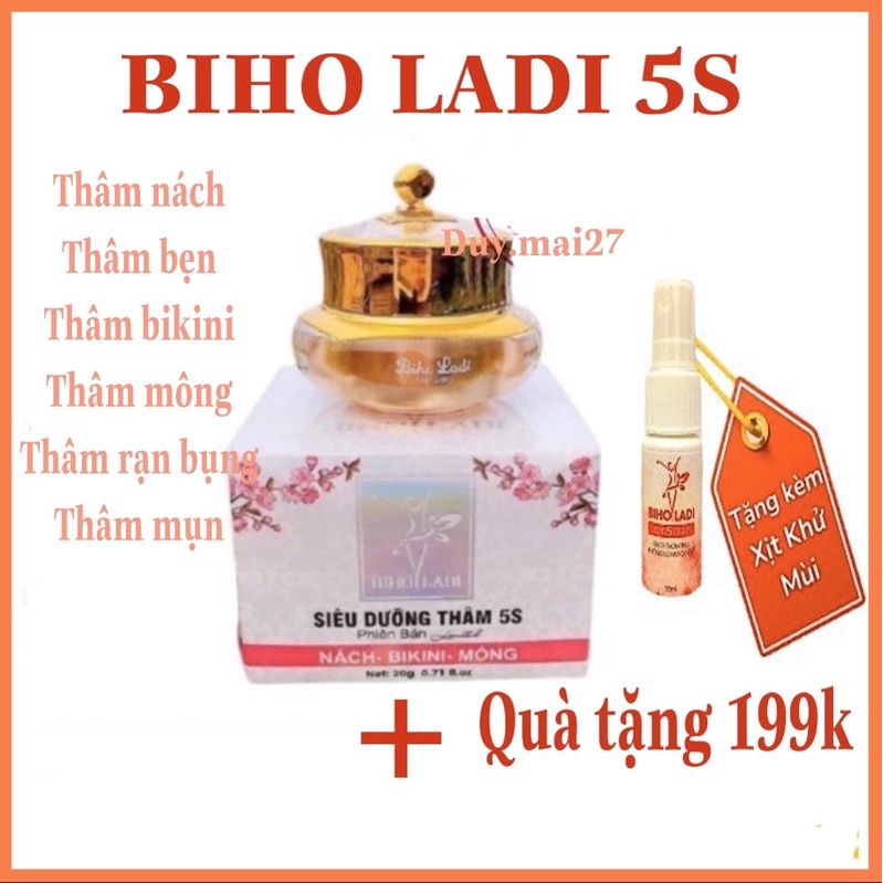 Siêu Dưỡng Thâm 5S BihoLadi Đánh Bay Thâm Nách, Thâm Mông, Bikini, Giúp Trắng Da, Mịn Da (Biho_Ladi, Biho_Lady)