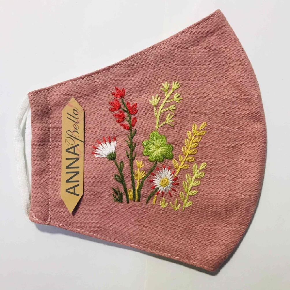 [FREESHIP] Khẩu Trang Vải Linen Thêu Tay mẫu hoa AN14 | BigBuy360 - bigbuy360.vn