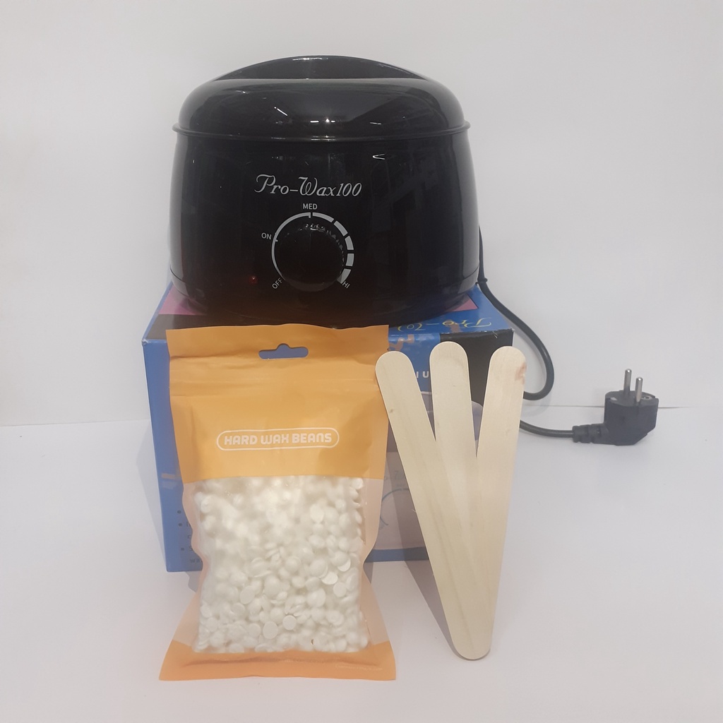 Sáp thơm hương dừa +Nồi nấu sáp triệt lông Pro wax 100 có 3 màu Đen - Trắng - Hồng, Tặng que lấy sáp