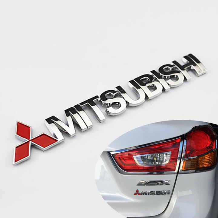 Tem Logo Chữ Nổi MITSUBISHI Dán Trang Trí Xe- tem xe 87
