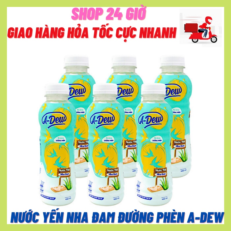 Nước Yến Đường Phèn - Thạch Nha Đam A-DEW 1 Lốc 6 Chai