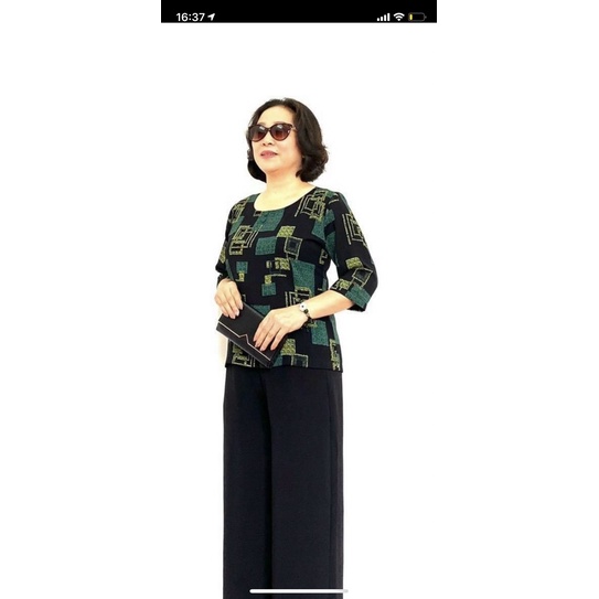 Áo trung niên nữ Anmyshop, áo kiểu cho mẹ chất lụa Hàn form xuông, tay lỡ, dáng dài