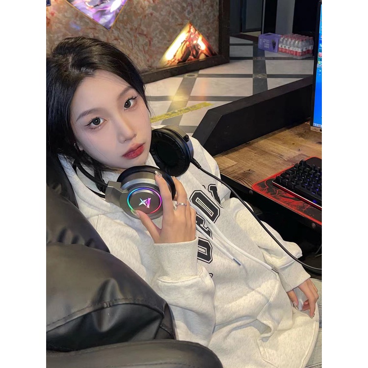 NRVP Áo hoodie nữ tay dài dáng rộng thời trang phong cách Hàn Quốc