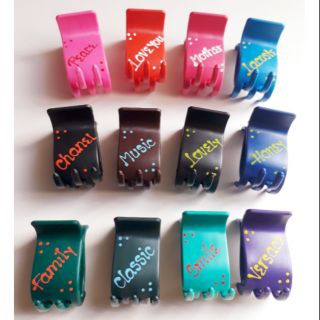 Combo 5 cái Kẹp tóc 5 răng màu nhám in chữ