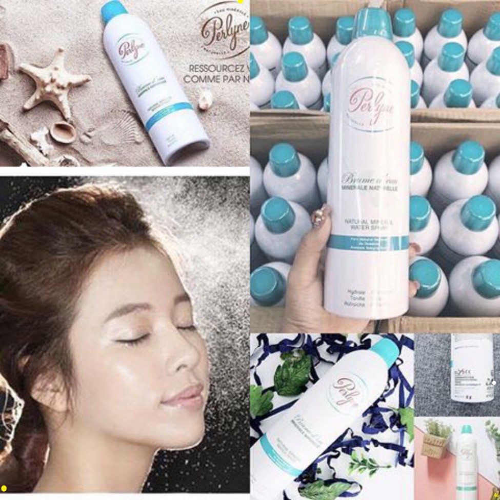 Xịt khoáng nền giữ lớp trang điểm khóa phấn, xịt dưỡng da giàu khoáng chất perlyne natural mineral water spray klk