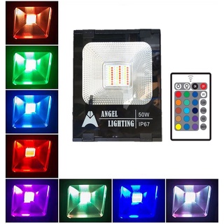Đèn pha led 20W, 50W RGB đổi 7 màu tự động,đúc nguyên khối chống va đập, chống nước IP67, có remote
