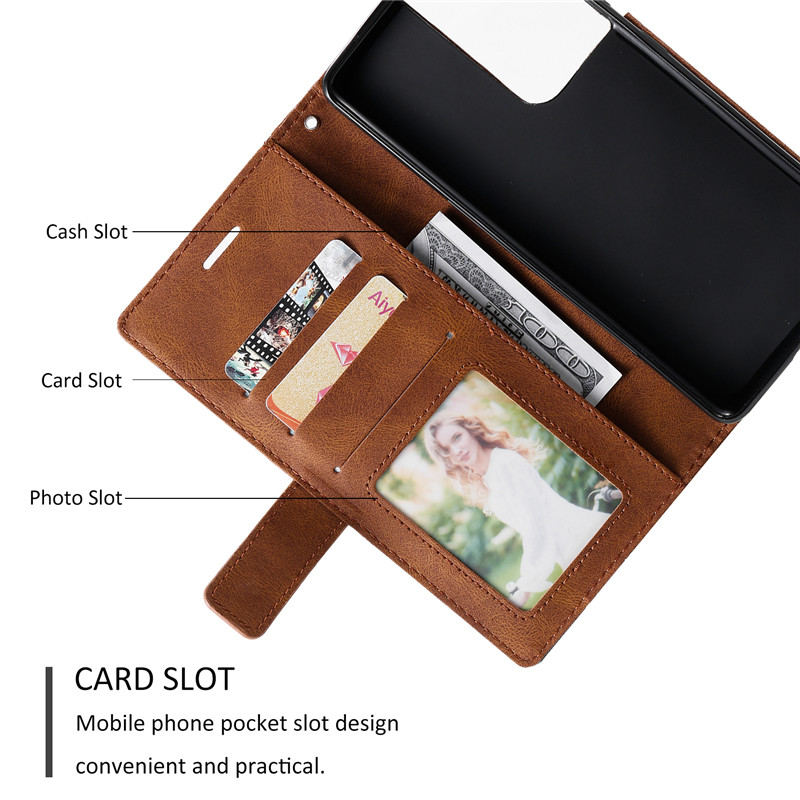 Bao da điện thoại kiểu ví nắp lật có khe cắm thẻ cho Samsung S10 S10E S9 S8 A21S A10 Plus Lite