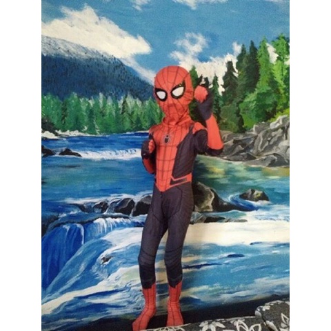 NGƯỜI LỚN - TRẺ EM Trang Phục Áo Liền Quần Kèm Mặt Nạ Trùm Hóa Trang Người Nhện Spiderman Far Home