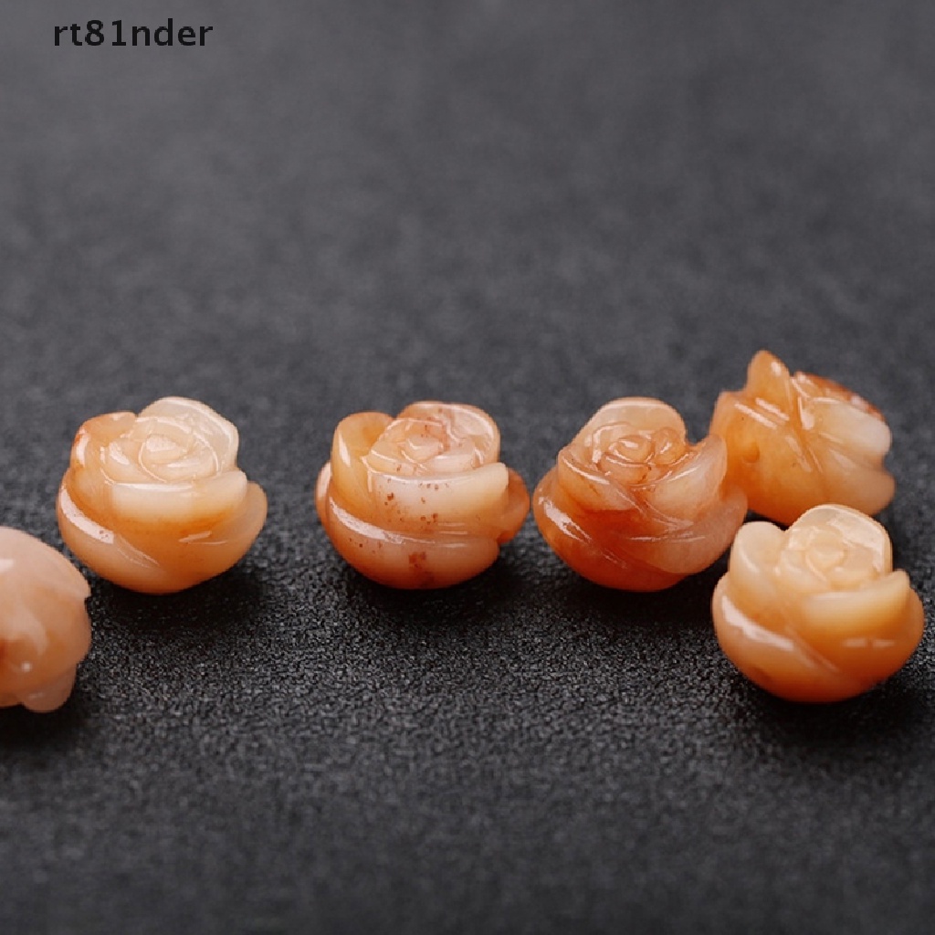 Set 3 hạt đá mã não tự nhiên hình hoa hồng dùng làm trang sức