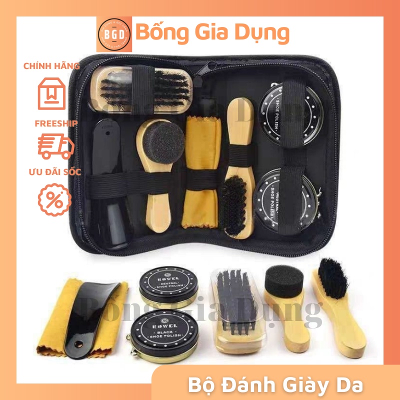 Bộ Dụng Cụ Đánh Giày 7 Món Kèm Xi Đựng Trong Bao Da Cao Cấp Tiện Lợi