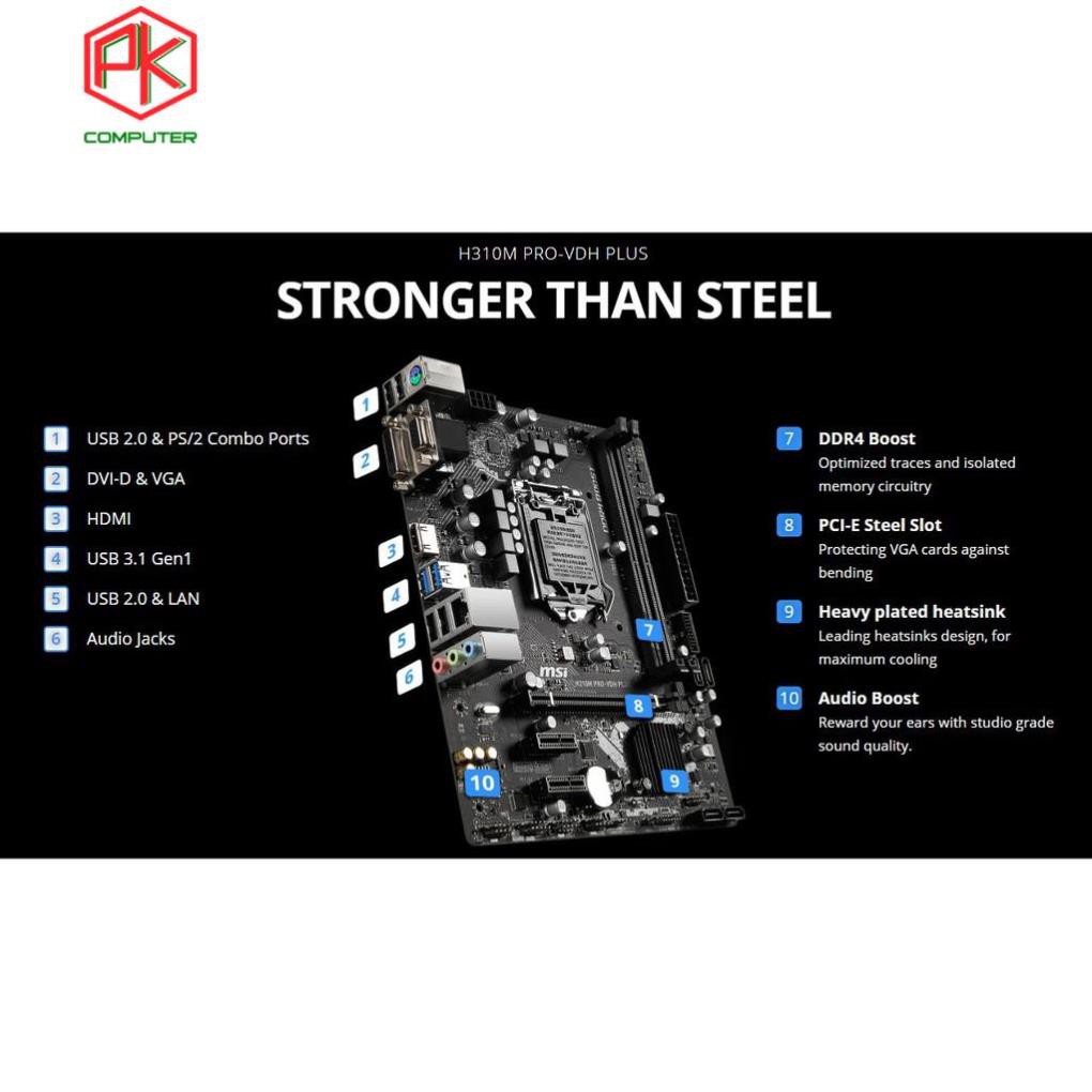 Bo Mạch Chủ Mainboard MSI H310M PRO-VDH PLUS   Chính Hãng