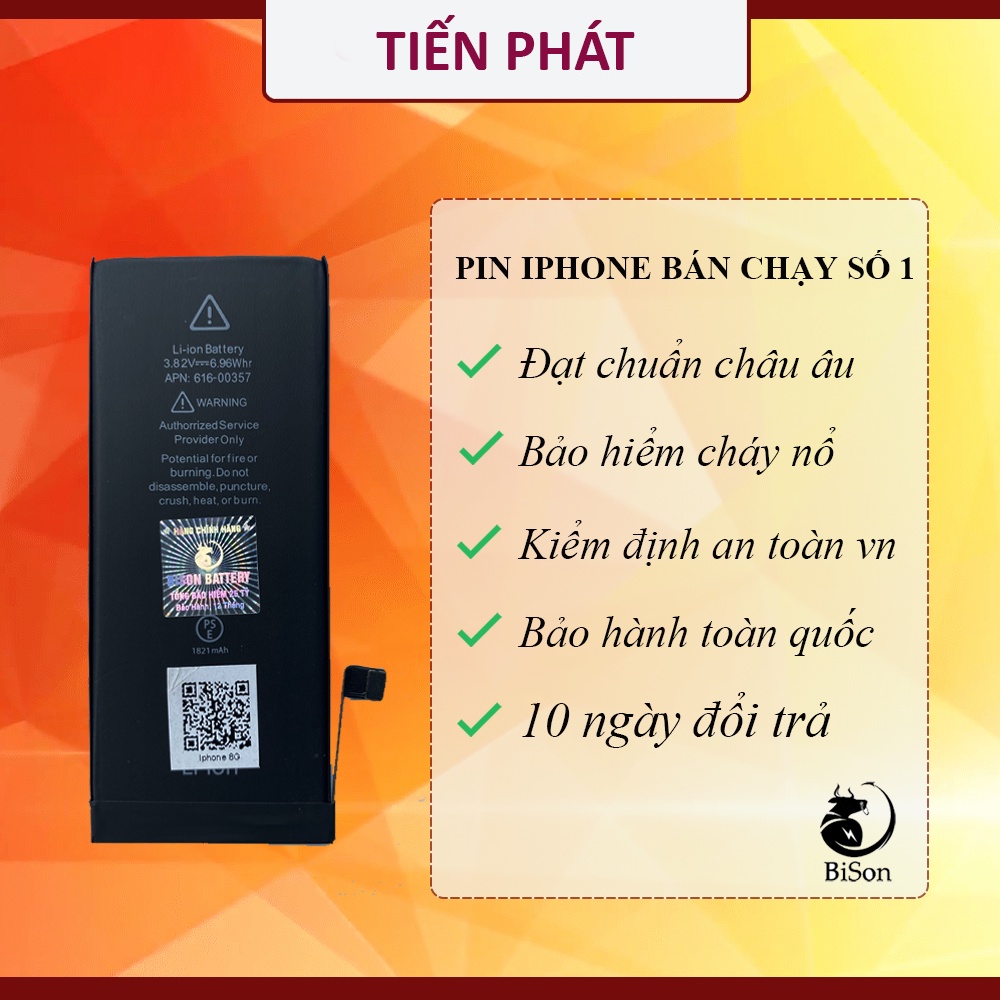 Pin BISON Iphone 8 chính hãng - Pin Con Trâu - BH 12 tháng online - Dung Lượng 1821mAh