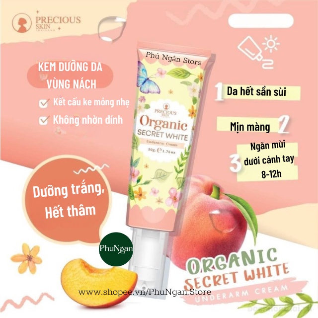 Kem Dưỡng Trắng Giảm Thâm Nách Organic Secret White Underarm Cream Thái Lan 50g