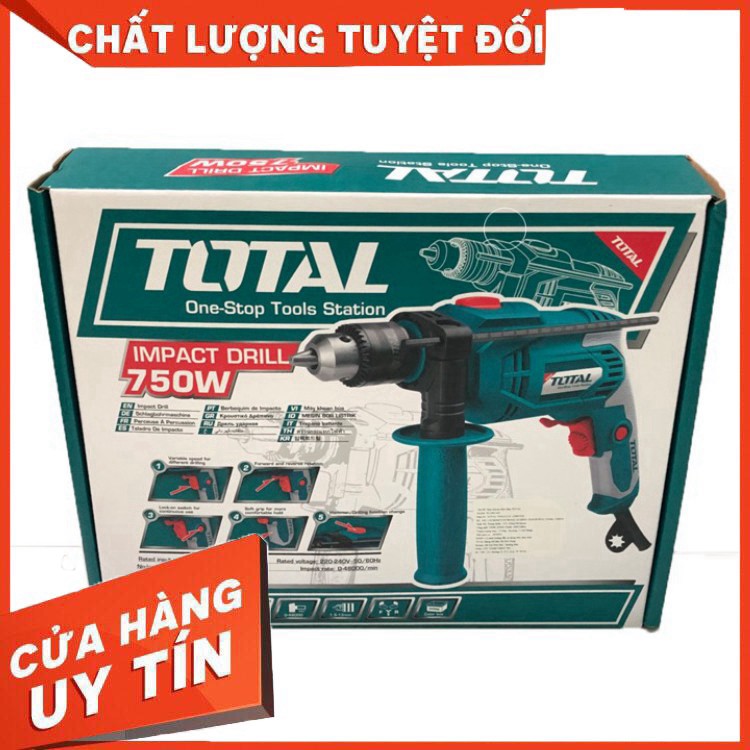 MÁY KHOAN ĐỘNG LỰC TOTAL TG108136 750W FREE MỦI KHOAN BÊ TÔNG CAO CẤP nguyên zin nhé các bác