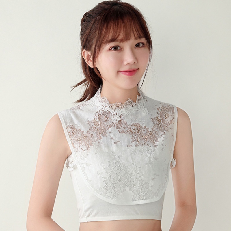 Cổ áo giả kiểu chui đầu vải ren khoét lỗ rỗng phong cách Hàn Quốc thanh lịch cho phụ nữ