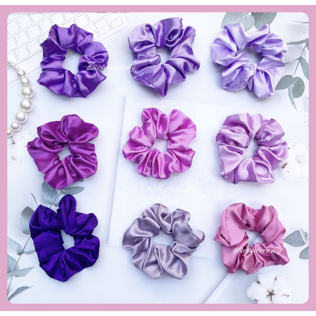 [Ảnh thật]CỘT TÓC VẢI SCRUNCHIES LỤA SATIN TÔNG TÍM SANG TRỌNG-THỜI TRANG HÀN QUỐC NỮ PHỤ KIỆN GIÁ RẺ ĐẸP