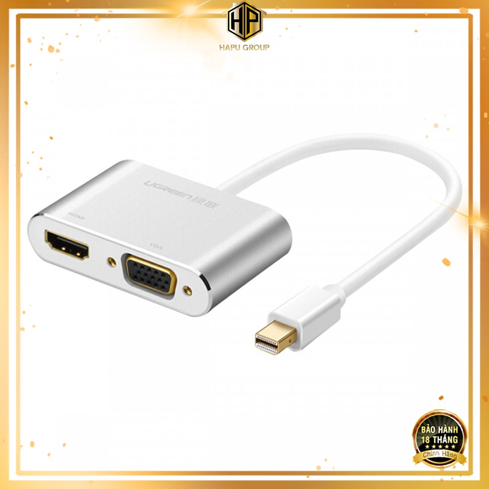 Cáp chuyển đổi Mini DisplayPort sang HDMI và VGA Ugreen 20421 màu trắng cao cấp