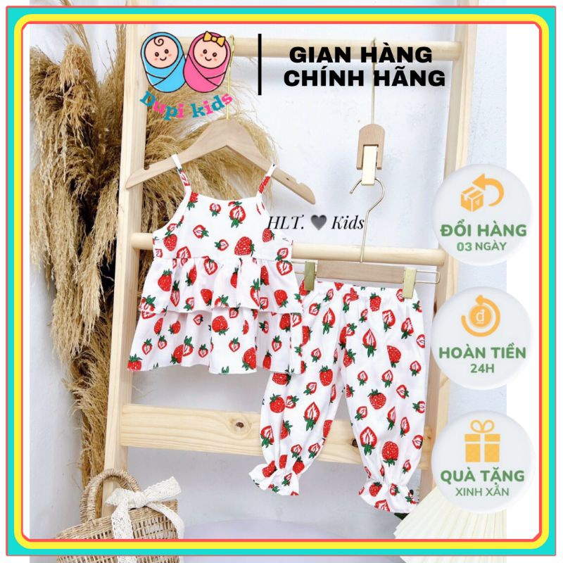 Bộ đồ bé gái, bộ 2 dây quần dài cho bé gái mặc đi chơi, đi biển siêu xinh, chất liệu đũi mềm mát Dupi 08047