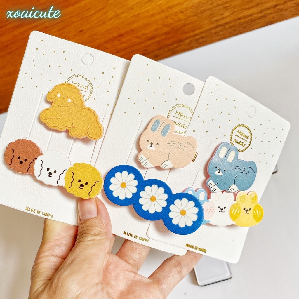 Kẹp tóc cho bé gái sét hai kẹp hình thú siêu bền