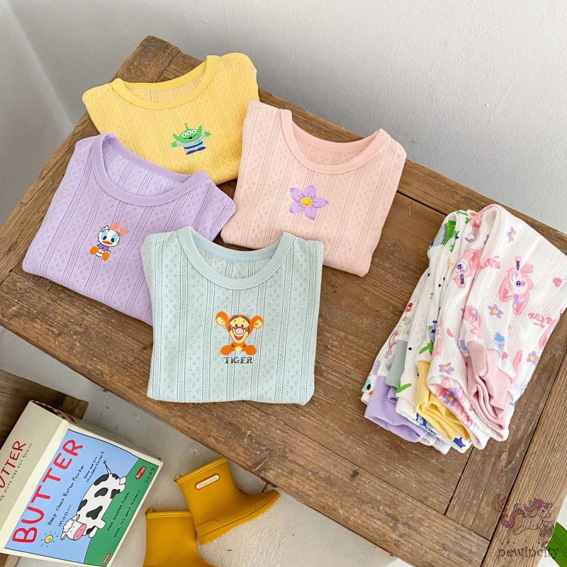 Bộ Đồ Dài Tay Họa Tiết Hoạt Hình Theo Phong Cách Mùa Thu Hàn Quốc Dành Cho Bé