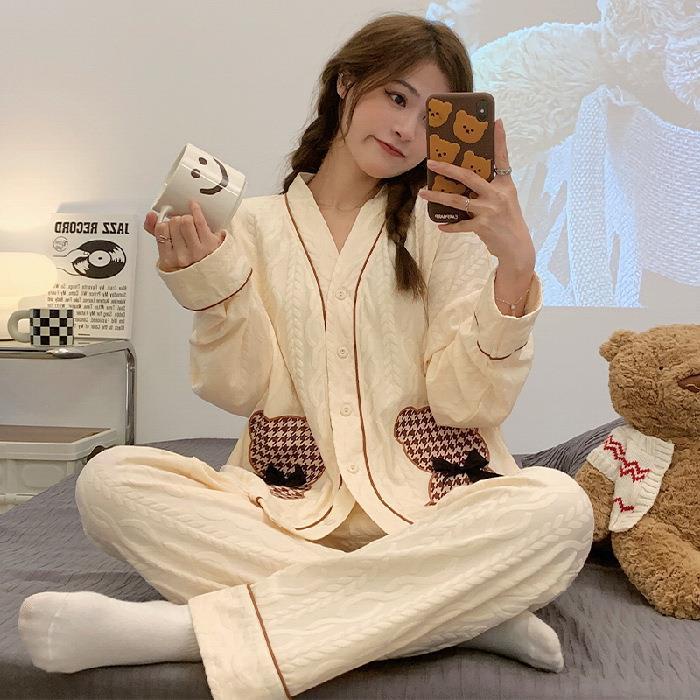 Bộ Đồ Ngủ Tay Dài Phong Cách Mới Đơn Giản Dành Cho Nữ La110