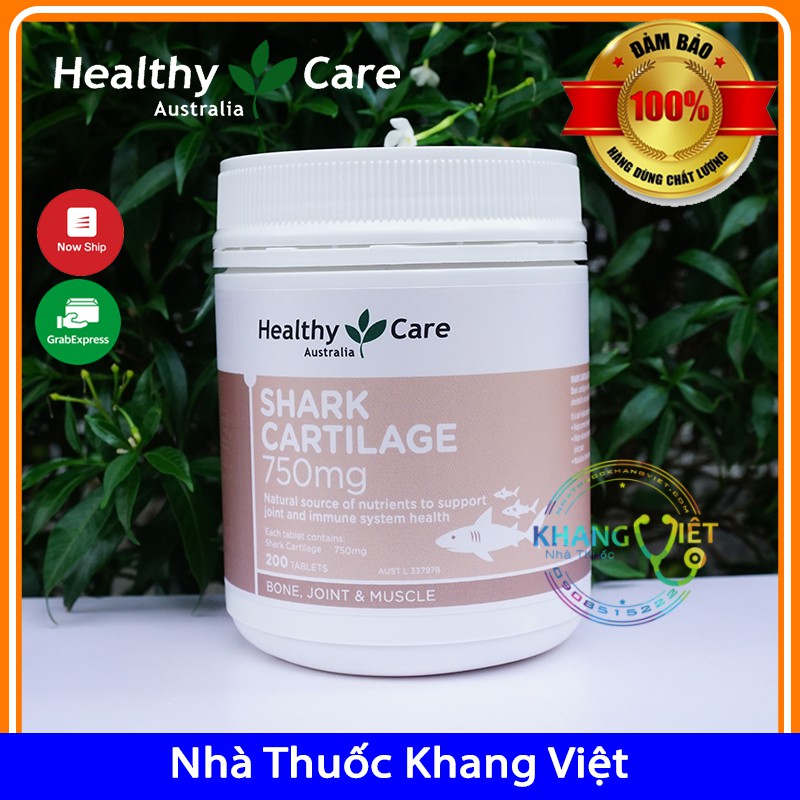 Sụn vi cá mập Healthy Care Shark Cartilage 750mg 200 viên, mẫu mới, date xa