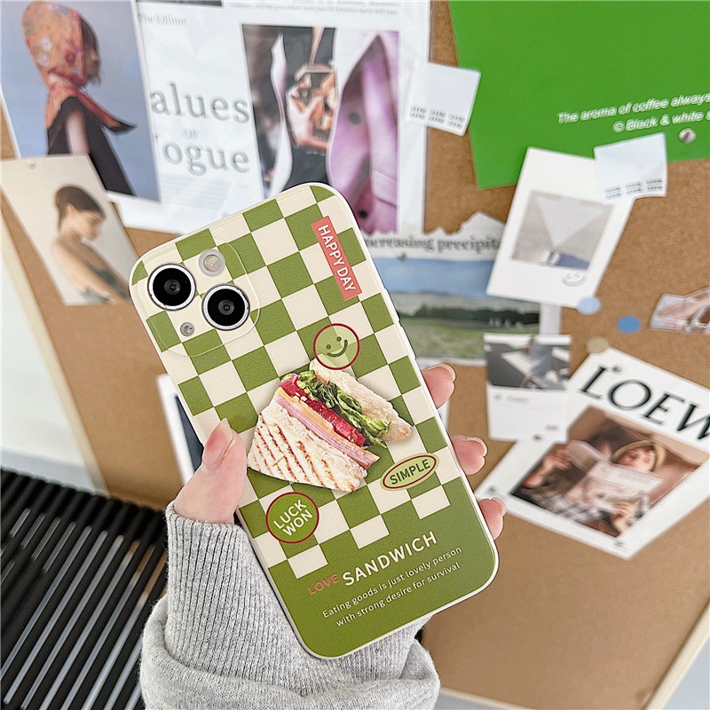 Ốp lưng iphone Ốp Điện Thoại Họa Tiết Bánh Sandwich Cho iPhone 13Promax 6splus/7/7plus/8/8plus/x/xr/14pro/11/12/13/pro/max/plus/promax Dinuo case