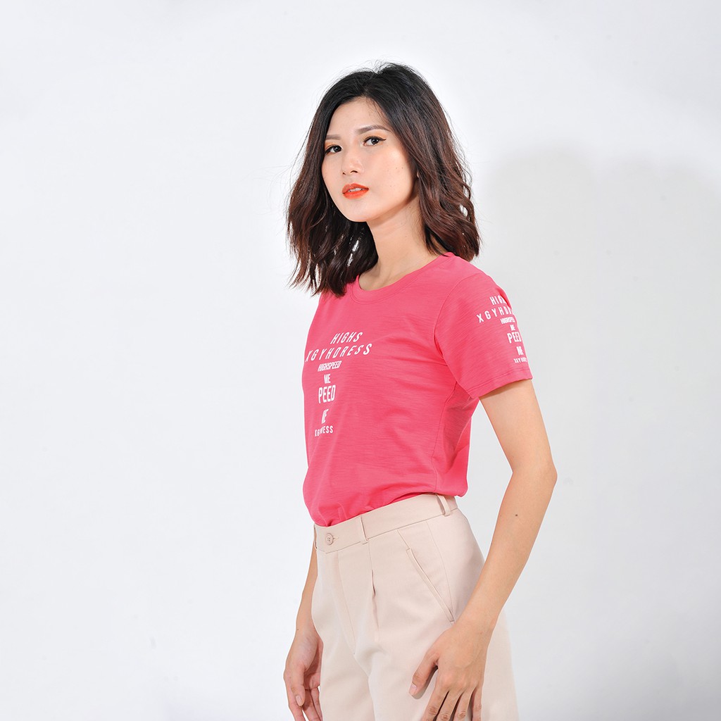 Áo thun nữ thời trang Eden áo phông tay ngắn form suông, cổ tròn, in chữ, freesize - AT082