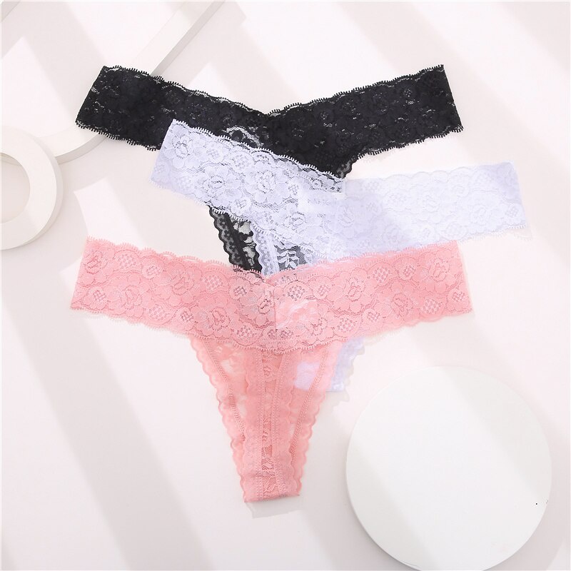 Quần lót lọt khe CUTEBYTE phối ren lưới rỗng thoáng khí hàng mới cho nữ