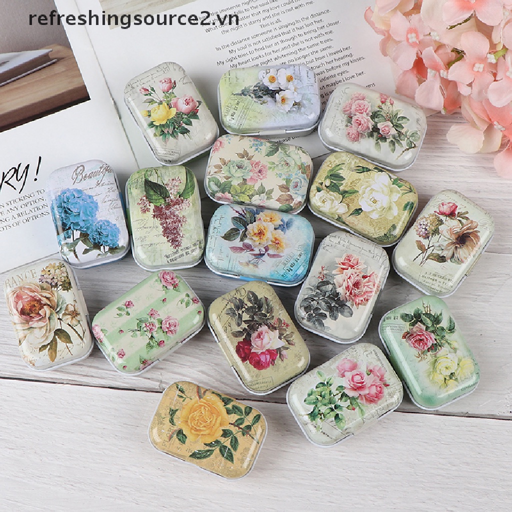 Hộp Thiếc Mini Đựng Trang Sức In Hoa Xinh Xắn