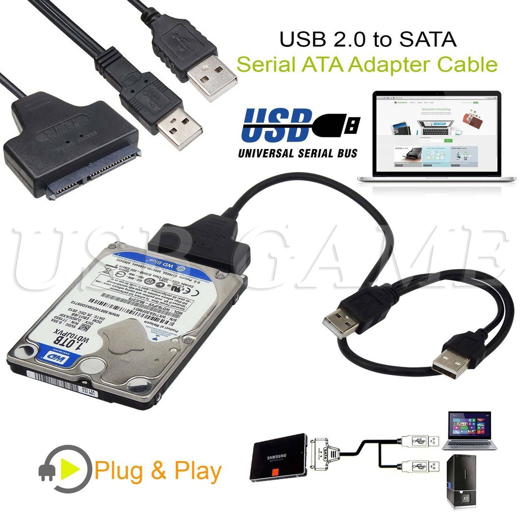 Cáp chuyển đổi cắm ngoài nhận HDD ổ cứng USB 2.0 sang ổ cứng HDD 2.5 / 3.5 Sata chuyên dụng nhỏ gọn không cần cài Driver