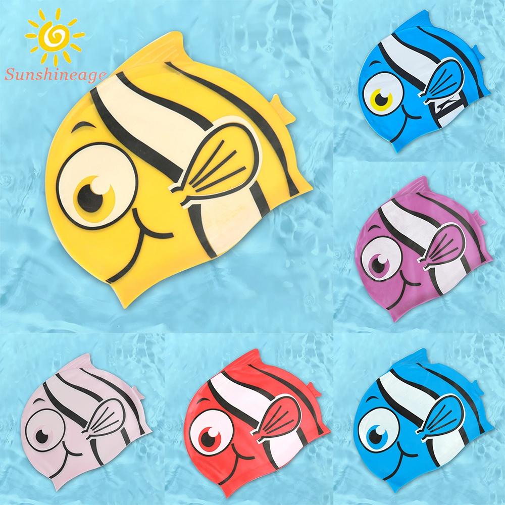 Mũ Bơi Bảo Vệ Tai Chống Thấm Nước In Hoạt Hình Dễ Thương Cho Bé