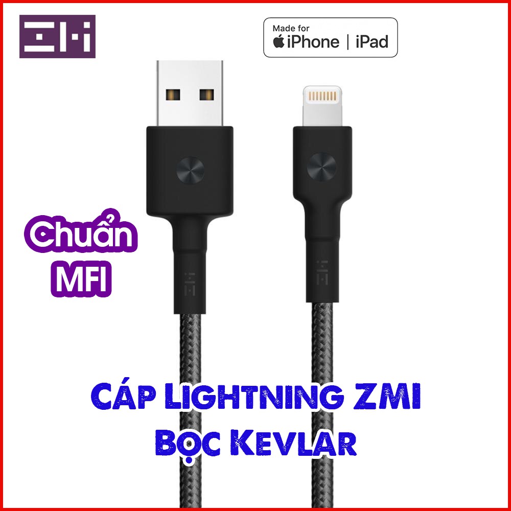 Cáp lightning ZMI AL881/AL833 dài 2m & ZMI AL803 / AL805 dài 1m Chuẩn MFI dây bọc sợi KEVLAR)