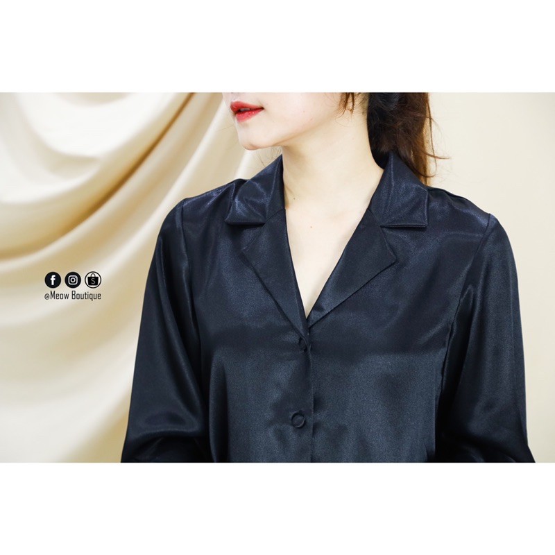[Hình thật tự chụp] Sơ mi Danton tay dài chất Lụa cao cấp Meow Boutique