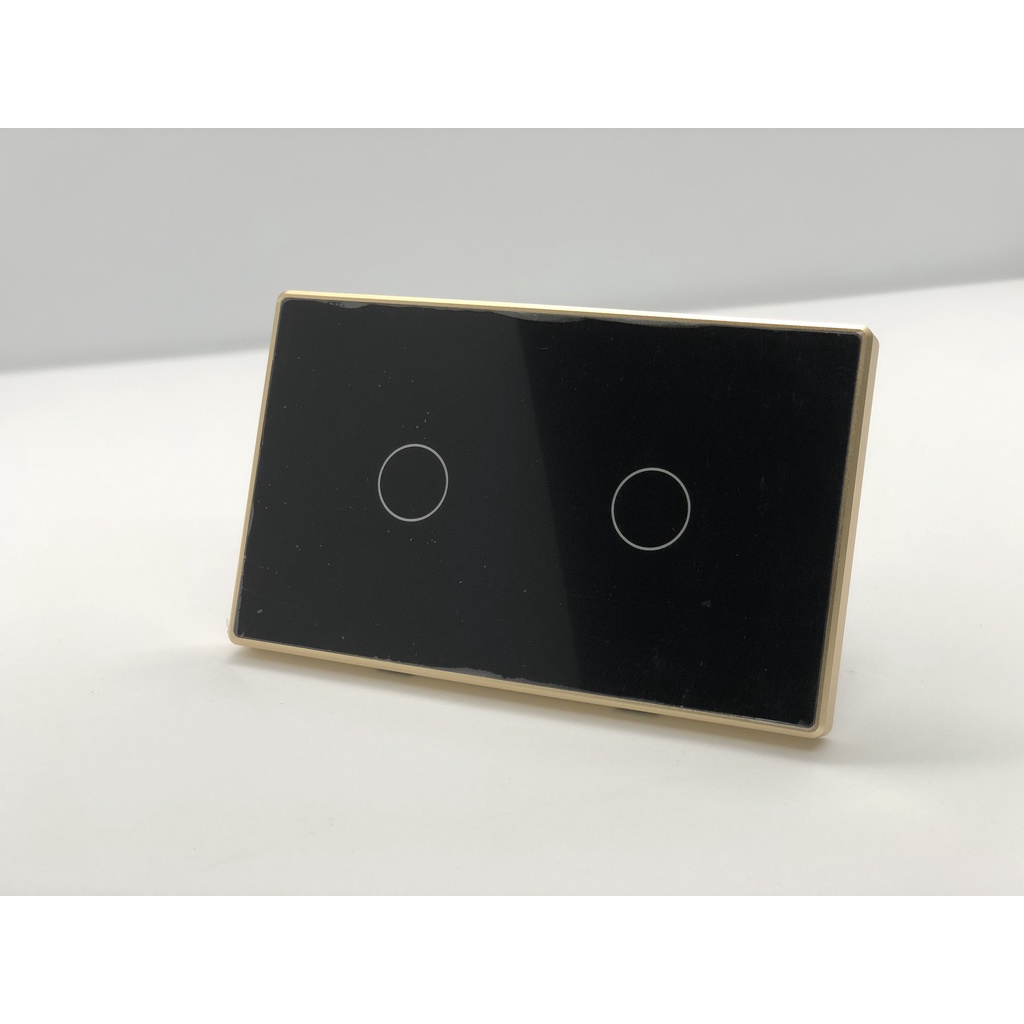 Công tắc thông minh Wifi Tuya hình chữ nhật, viền nhôm vàng, điều khiển qua điện thoại Smartlife/TuyaSmart