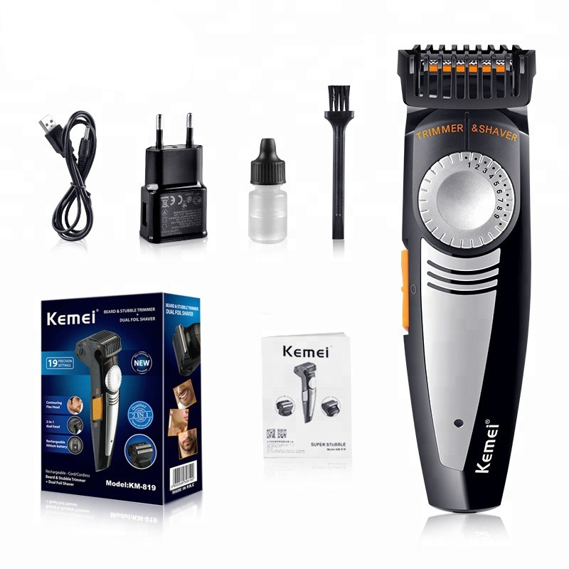 Tông đơ Kemei cắt tóc cạo râu 2 trong 1 có thể điều chỉnh 19 chế độ đa năng cho nam