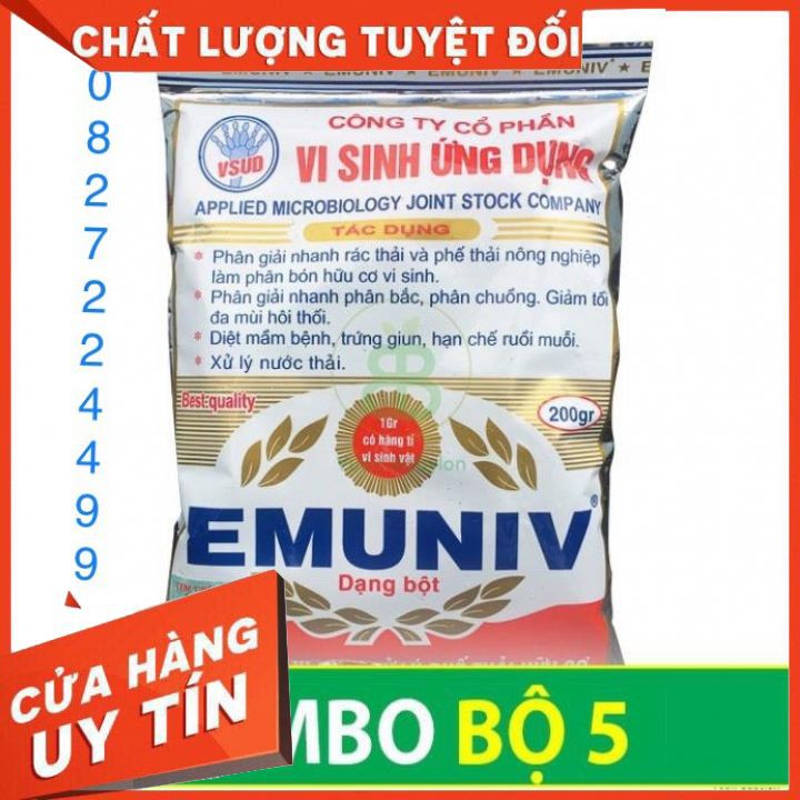 5 GÓI - Chế Phẩm Vi Sinh EM Emuniv Chuyên Ủ Phân, Khử Mùi, Chuyển Hóa Phân Bón