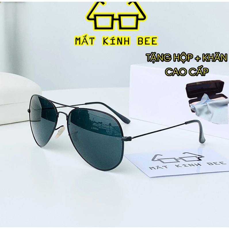 Mắt kính nam thời trang tròng thủy tinh, gọng kim loại kiểu phi công BEE1462 tặng hộp + khăn | BigBuy360 - bigbuy360.vn