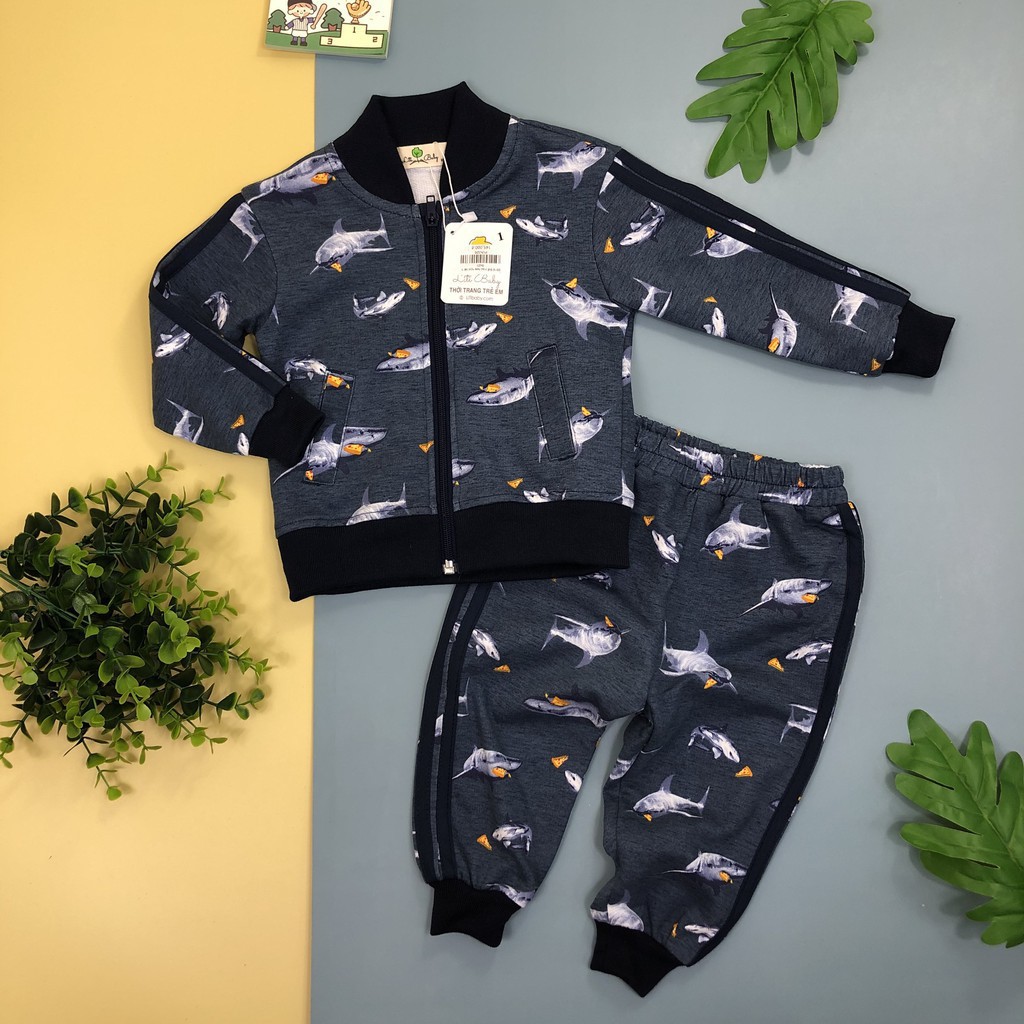 Bộ nỉ da cá thể thao thu đông họa tiết bé gái, bé trai size 6-10T, cho bạn từ 19-30kg. Chất nỉ da cá đẹp, dày dặn