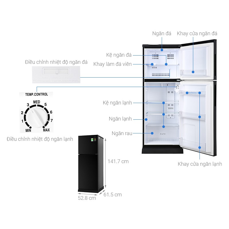 Tủ lạnh Aqua Inverter 186 lít AQR-T219FA(PB), Tủ lạnh giá rẻ.