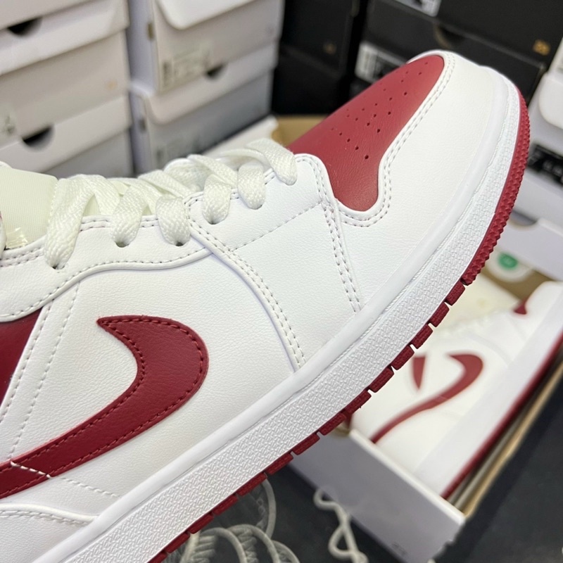 GIÀY JD1S MID WHITE ĐỎ TRẮNG DA THẬT LAI AU