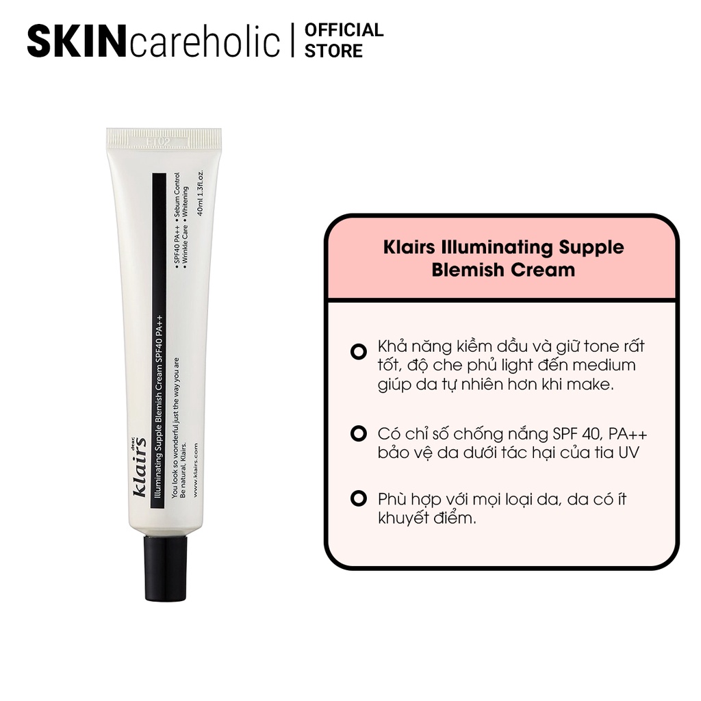 Kem Nền Che Phủ Tự Nhiên Klairs Illuminating Supple Blemish Cream